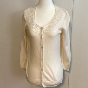 Bass Cream Crochet Trim Cardigan
